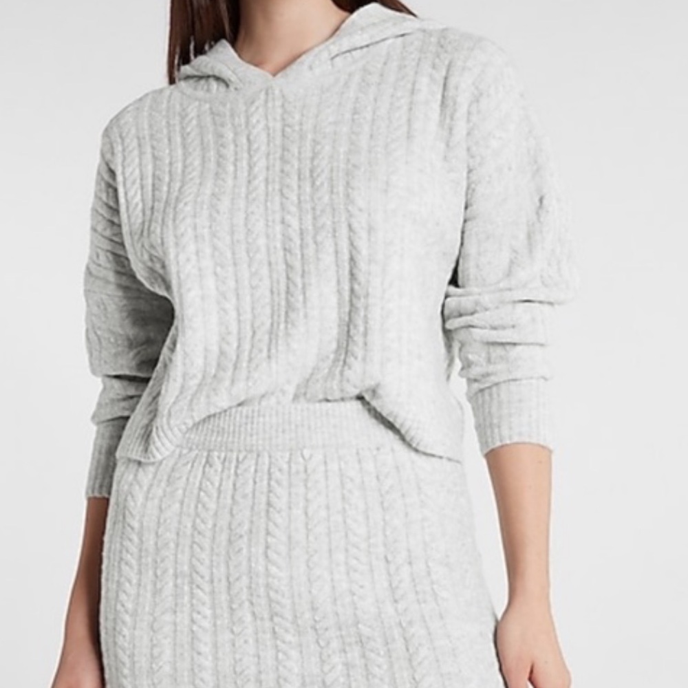 Express Plush Knit Hooded Sweater Size M